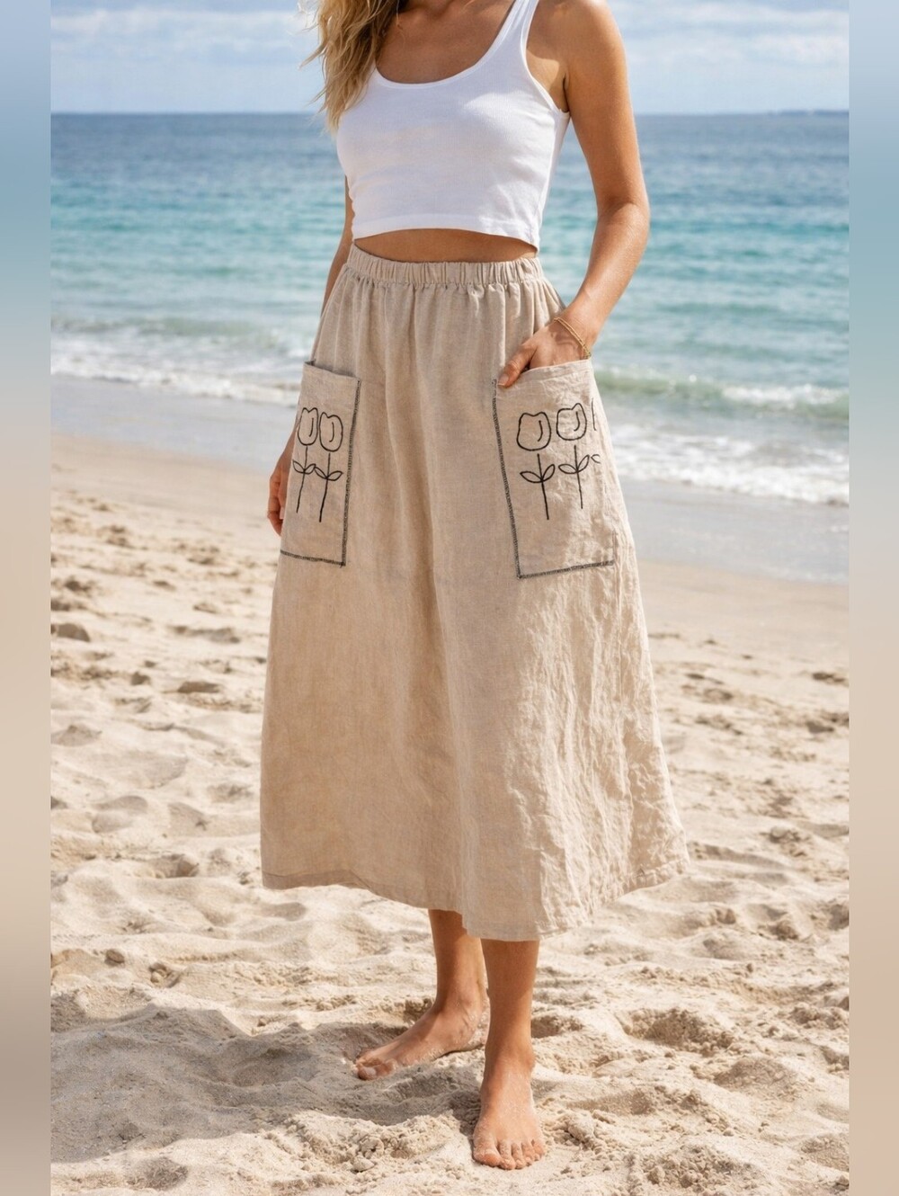 Boutique linen weino New York midi/maxi skirt xs-m